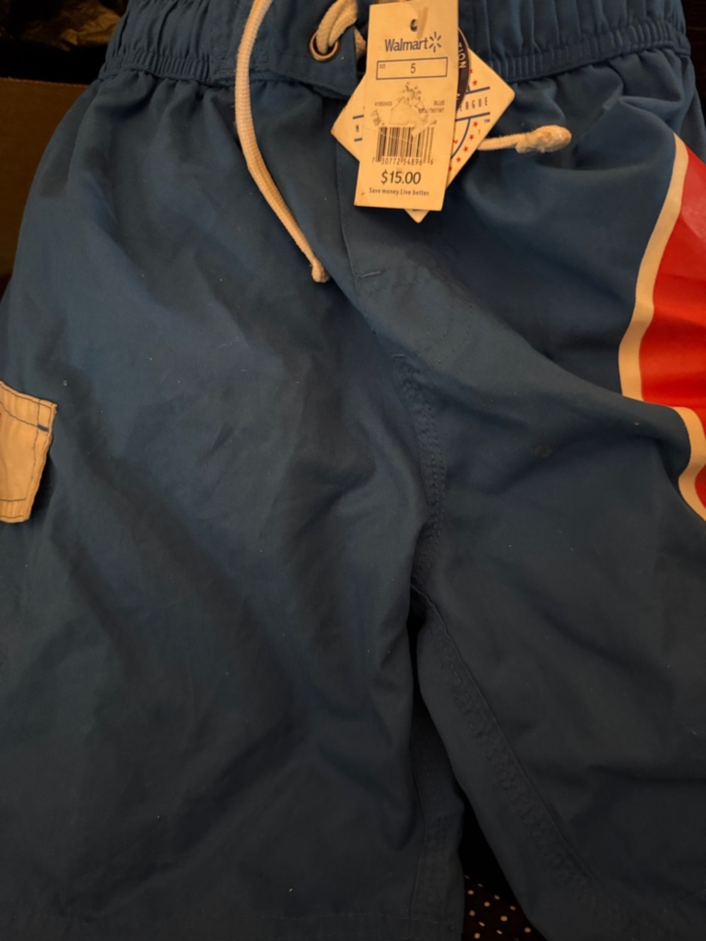 Genuine Merchandise Boys Blue Chicago Cubs Swim Trunks with Red Accent